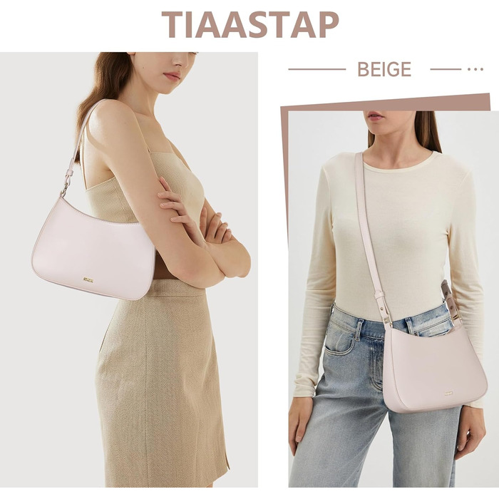 Сумка жіноча TIAASTAP Hobo бежева: маленька сумка через плече, стильна PU шкіра, Y2K, для дівчат-підлітків