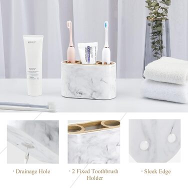 Тримач для зубних щіток Shinowa з 3 відсіками, електричний, з піддоном для води, органайзер для ванної кімнати, білий