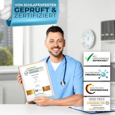 Подушка з піною з пам'яті Glückstoff® [Регульована висота] | Подушка з регульованою формою | Ролик для шиї для тих, хто спить на боці - Сіра подушка [Версія:Універсальна]