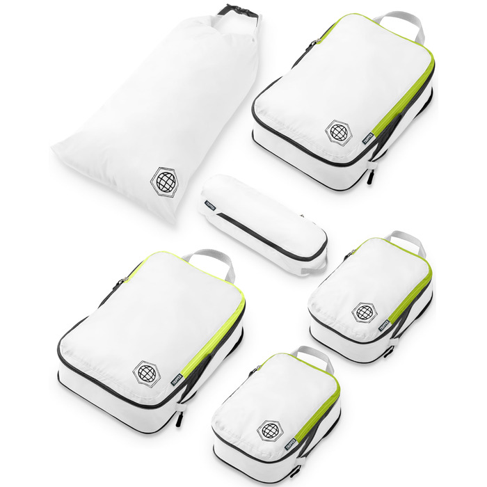 Набір кубиків для пакування TRIPPED Travel Gear: 6 шт. для подорожей, білий та зелений