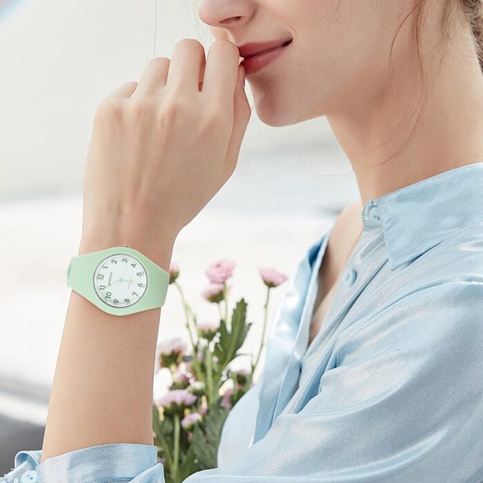 Жіночий годинник: аналоговий кварцовий годинник з силіконовим ремінцем. Спортивний годинник для студентів та дорослих (зелений)