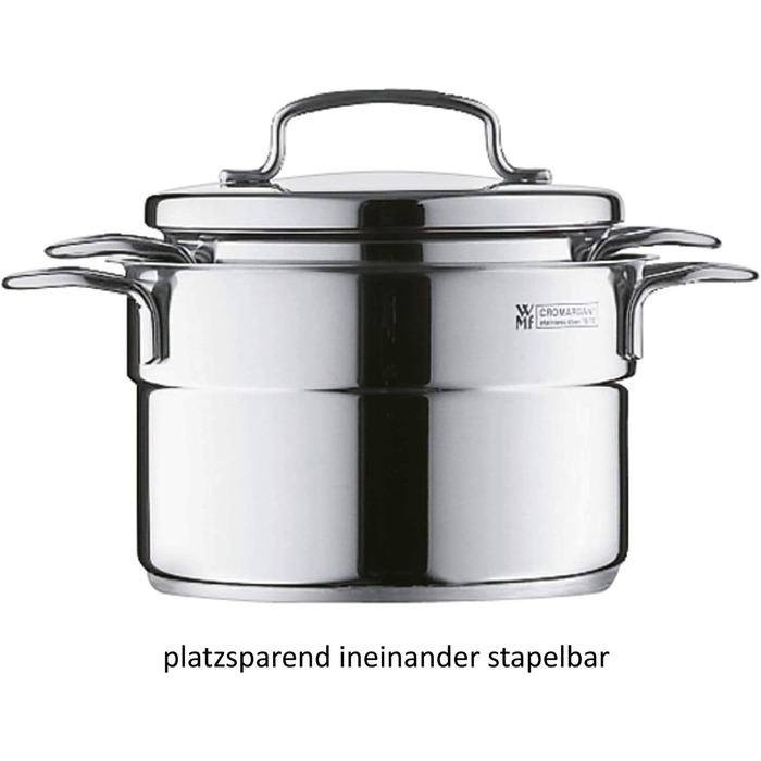 WMF Mini Pot Set Induction Small 5-Piece, Cookware Set with Metal Lids, Cromargan Stainless Steel, Stackable Pot Set, ideal for small portions