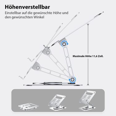 Підставка для ноутбука CreaDream, алюміній, 360° обертання, регульована, для 10-17