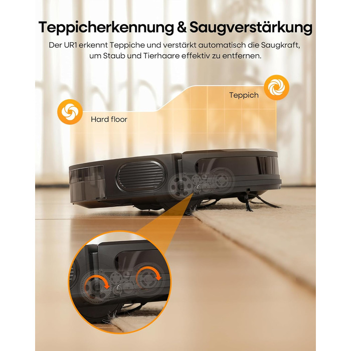 Робот-пилосос з функцією миття 5000Pa, 3-в-1 з часом роботи 180 хв, для тварин, з керуванням через додаток, чорний