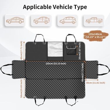 Автоматик для собак у машину, захист заднього сидіння, водовідштовхувальний, протиковзкий, 135x140 см