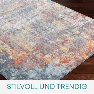 Surya Miami Living Room Rug - Modern Abstract Design with Marble Look for Living Room, Dining Room, Bedroom - Large Marble Rug, Soft Short Pile Carpet 120x170 cm in Dark Blue, Rust and Gray Blue and Orange 120 x 170 cm (Rectangular)