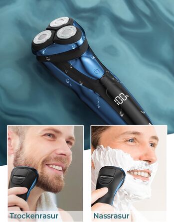 Електричний чоловічий бритва CITHOT RS8336: вологе та сухе гоління, прецизійний тример, IPX7, синій