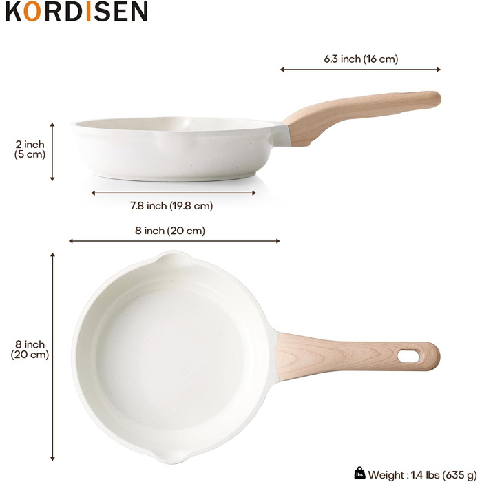 Сковорода Kordisen з антипригарним покриттям з граніту, 20 см, сумісна з індукцією, без PFOA