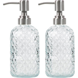 Дозатор мила для ванної та кухні зі скла та нержавіючої сталі 304 (прозорий, 2 шт.)