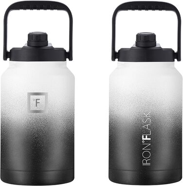 3.8L Stainless Steel Water Bottle with 2 Lids (Straw and Spout) - Leak-Proof Thermos Bottle Metal Water Bottle Double-Walled Insulated BPA-Free