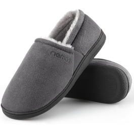Чоловічі мокасини-домашні тапочки Riehmot з м'якою підошвою з гуми, з підкладкою Sherpa, теплі, з м'якою піною Memory Foam, сірі, розмір EU 42-47
