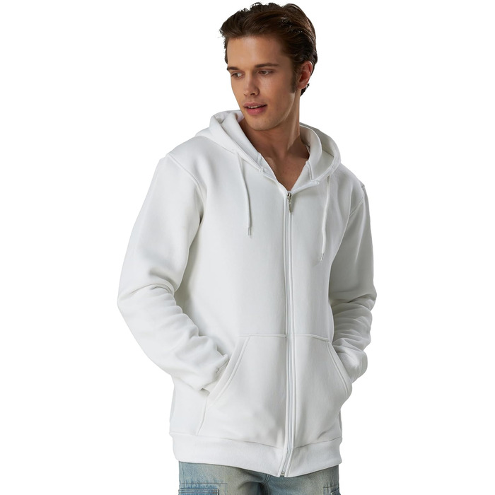 Світшот з капюшоном Smith & Soo для чоловіків – спортивна куртка, толстовка з капюшоном, бавовняна суміш (XXL, білий)