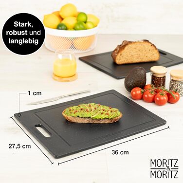 Набір обробних дощок Moritz & Moritz з пластику з імітацією граніту - 25 x 15 см, BPA Free, для сніданку, гігієнічні, придатні для миття в посудомийній машині (Великий, 4 шт.)