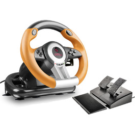Speedlink DRIFT O.Z. Racing Wheel - Гоночний кермо з педалями та перемиканням передач для ПК, Force Feedback, чорний/оранжевий