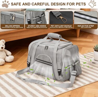 Транспортний бокс для котів Romon - переноска для тварин, переноска для кота, сумка для кошенят та собак до 6 кг (сірий, 44x28x25 см)