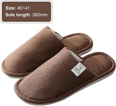 Зимові домашні тапочки з льону, дихаючі, для гостей, в приміщення, антиковзкі, для жінок та чоловіків, для дому, готелю (40/41 EU, Коричневий)