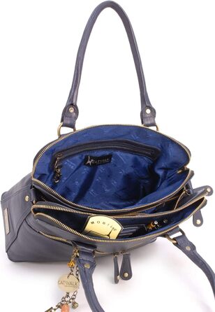 Сумка жіноча шкіряна Catwalk Collection Victoria (синя) - велика сумка-тоут через плече з відстібним ременем