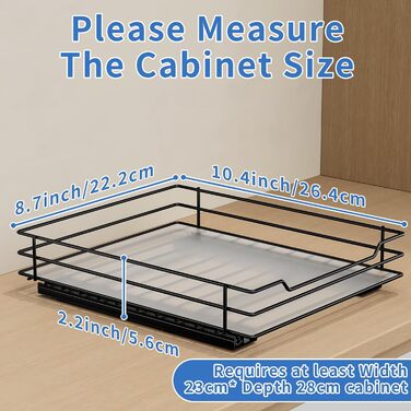 Висувна полиця для спецій у шафу, 2 яруси, регульована висота, чорний колір, органайзер для спецій, органайзер для кухні (22.2 x 26.4 x 5.6 см)