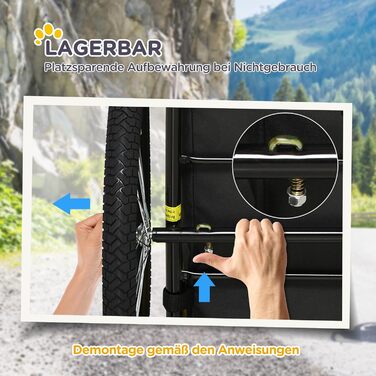 Причіп для собак PawHut, складаний велосипедний причіп для собак, чорний, 140 x 71 x 83 см