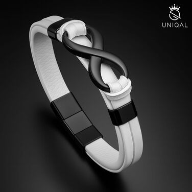 Браслет шкіряний чоловічий UNIQAL Infinity з нержавіючої сталі та натуральної шкіри коричневого кольору, 19 см + подарункова коробка