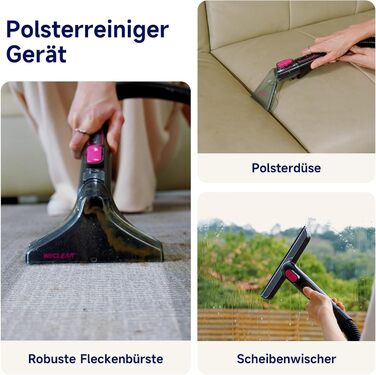 WECLEAN C3 - Миючий пилосос 600W, 18kPa, для килимів, диванів, вікон, авто. Чорний/Рожевий