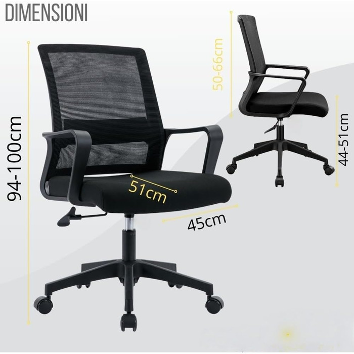 Ергономічне крісло для офісу, крісло для робочого столу з регульованими підлокітниками, 3D-підголівник та 3D-підтримка попереку, офісне крісло з функцією гойдання та нахилу (біле та чорне) (Чорний - оновлення)