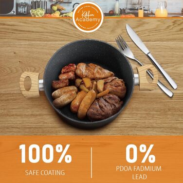 Набір каструль і сковорідок Kitchen Academy 12 предметів, антипригарне покриття, з кришками, для індукції, газу та мікрохвильовки, сірий
