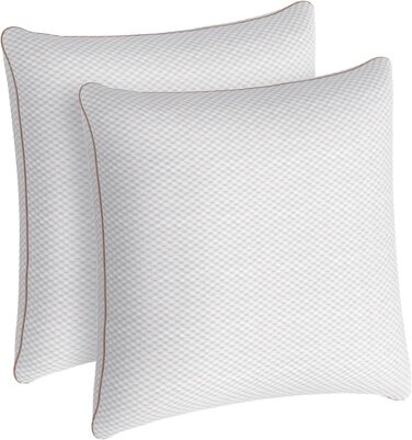 ALOTCHE Pillow 80 x 80 cm, Set of 2 Pillows with Zip, Microfibre Filling Pillow with Removable Bamboo Fibre Cover, Washable Soft Pillows for Bed, Sofa Cushion and Decorative Cushion for Couch or Bed