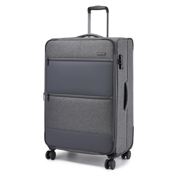 Розширюваний валіза British Traveller, 100 л, сірий, з TSA замком, 79.5x49x32.5 см