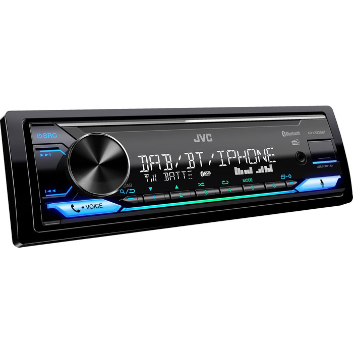 JVC KD-X482DBT автомобільна магнітола з USB, DAB+, Bluetooth, Alexa, 4x50 Вт, чорна, підсвічування, AUX, 3 Pre-Out, саундпроцесор