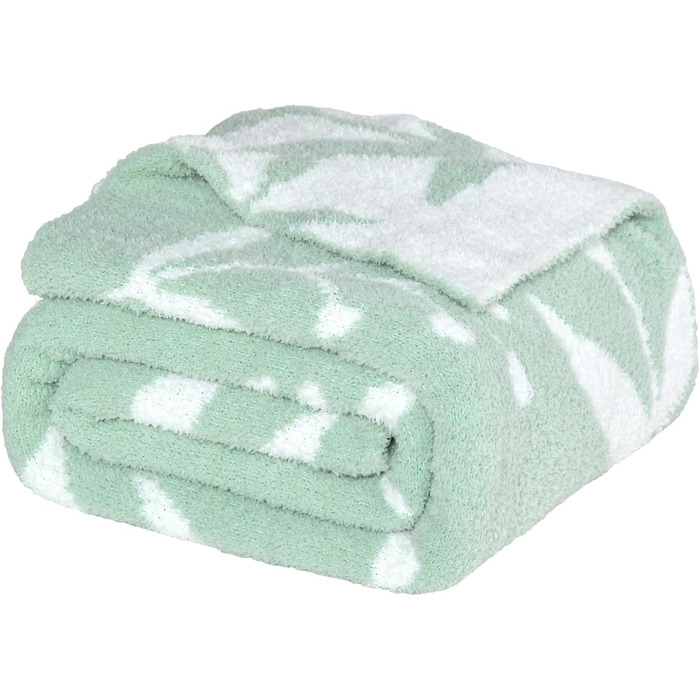 Плед Jooja, м'який в'язаний плед для дому – декоративний плед з букле, теплий та пухнастий для дивана, ліжка або жінок, 127 x 152 см, блакитно-сірий (60x80, салатовий)