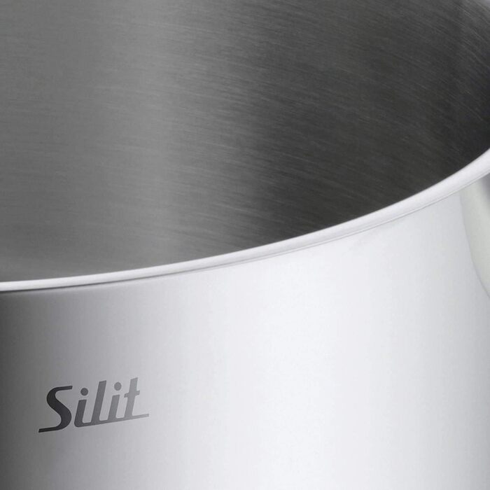 Silit Tuscany Cookware Set, induction-compatible, 10-piece, saucepan set with glass lid, induction saucepans, milk pot, steamer insert, frying pan, stainless steel, partially matte, induction cookware set, uncoated, single