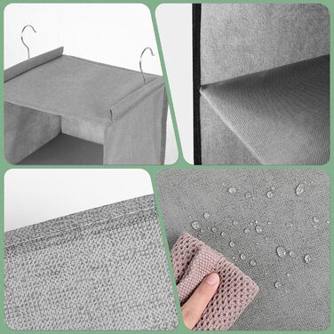 Органайзер для шафи AiQInu з 3 відділеннями, підвісний, бамбуковий, сірий (з гачками)