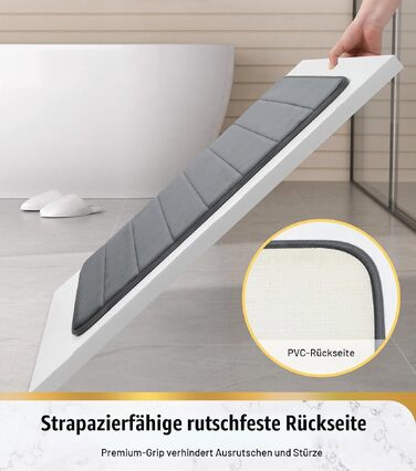 Килимок для ванної кімнати HITSLAM з ефектом пам'яті (Memory Foam), протиковзкий, 50 x 80 см, темно-сірий
