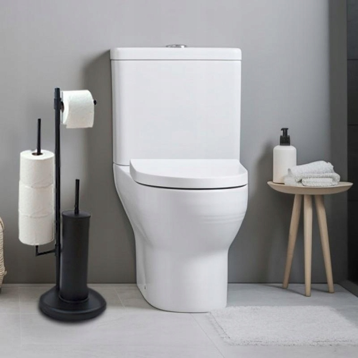 Набір для туалету Yoka Home: тримач для туалетного паперу та йоржик, чорний, стиль лофт