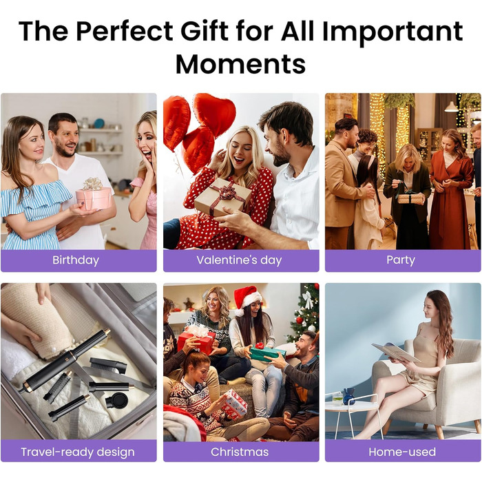 Airstyler Föhnbürste 5 в 1: фен-щітка, 1000W, для створення локонів та об'єму, чорний