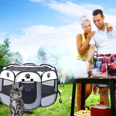 Клітка-забіг для цуценят та собак, складана, сіра, 73x73x43 см. Підходить для собак, цуценят, кроликів, морських свинок та котів.