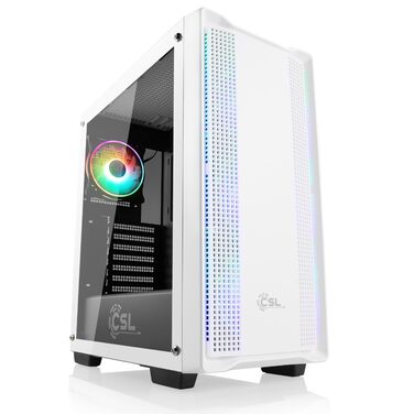 Корпус для ігрового ПК VITRUM PRO - Midi Tower, білий, RGB підсвічування, скло, вентилятори, ATX/mATX/Mini-ITX