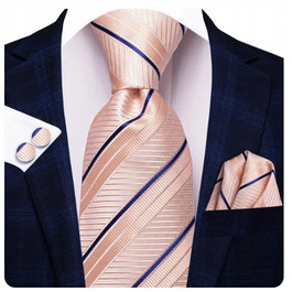 Елегантний набір: синтетична шовкова краватка, затичка та кишенькова хустка з жакардовим візерунком