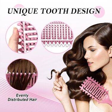 Щітка для кучерявого волосся, формування кучерявок, для жінок та чоловіків (рожева)