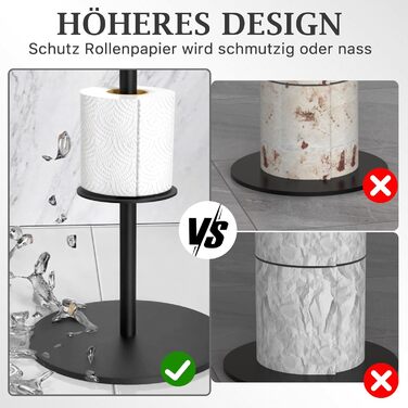 Тримач туалетного паперу YIGII без свердління, нержавіюча сталь, щітка, самоклеючий, для ванної кімнати та кухні (чорний)