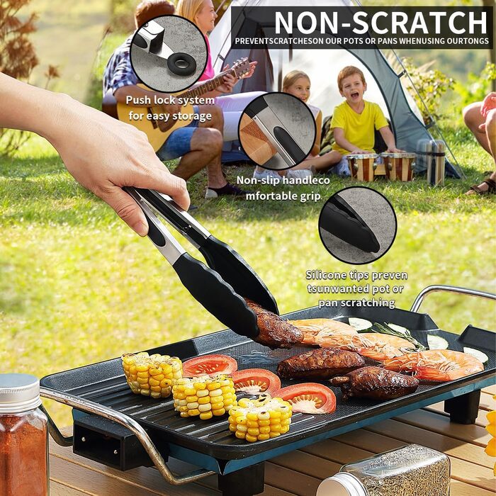 Набір кухонного приладдя для кемпінгу Evanda 10 шт. з нержавіючої сталі: приготування їжі та гриль на відкритому повітрі. Організатор для подорожей, кемпінгу, RV, грилів, пікніків та вечірок.