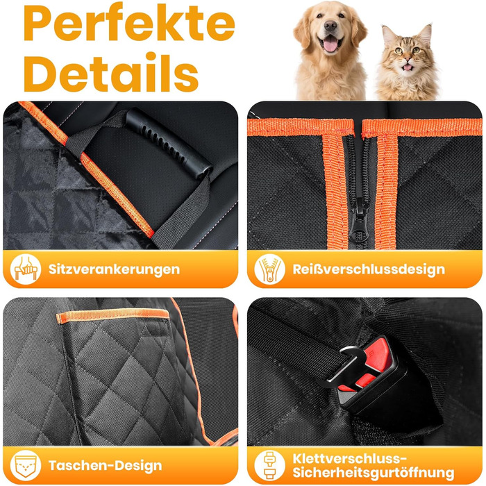 Автомобільна захисна накидка на заднє сидіння для собак, 600D, водовідштовхувальна, стійка до подряпин, з боковими захистами та оглядовим вікном, універсальна, для собак