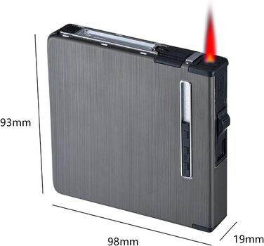 Елегантне Zigarettenetui з запальничкою CAM2, автоматичне витягування, вміщує 20 сигарет, чорний, з металевим малюнком