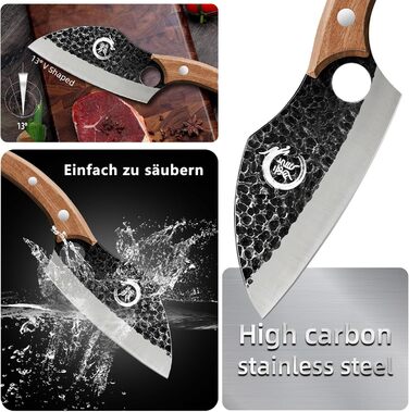 Кухонний ніж шеф-кухаря Plys 20см: професійний ніж з вуглецевої сталі з ергономічною ручкою