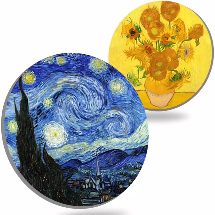 WOW DING Coasters for Drinks, Van Gogh Art, Ceramic Coasters – use 2 famous Van Gogh paintings, unique housewarming gifts, decoration