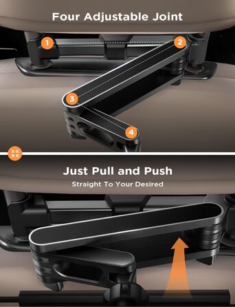 Утримувач для планшета в авто: універсальний кріплення на підголівник з 360° обертанням для Samsung Tab, iPad, Switch (4.7-11 дюймів)