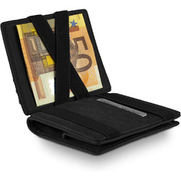 WEST - Magic Wallet (Classic) with large coin pocket - including elegant gift box - Wallet with coin pocket - The perfect companion for on the go - RFID protection (Black)