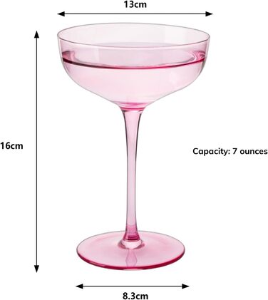 Набір келихів для шампанського та коктейлів Martini 200 мл (4 шт) рожевого кольору - ідеальний подарунок на День Святого Валентина