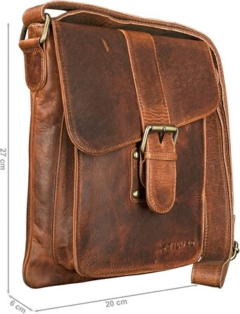 STILORD 'Mattia' Small Crossbody Bag for Men, Genuine Leather Vintage - Shoulder Bag for 10.1 inch Tablets & iPads 9.7 inch - Messenger Bag & Men's Handbag, Color: Kara - Cognac